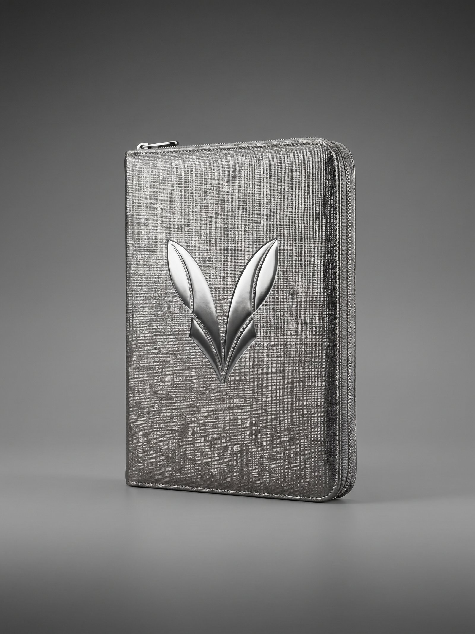 Binder KITSUNE GUARD gris à fermeture éclair, logo en relief sur la couverture